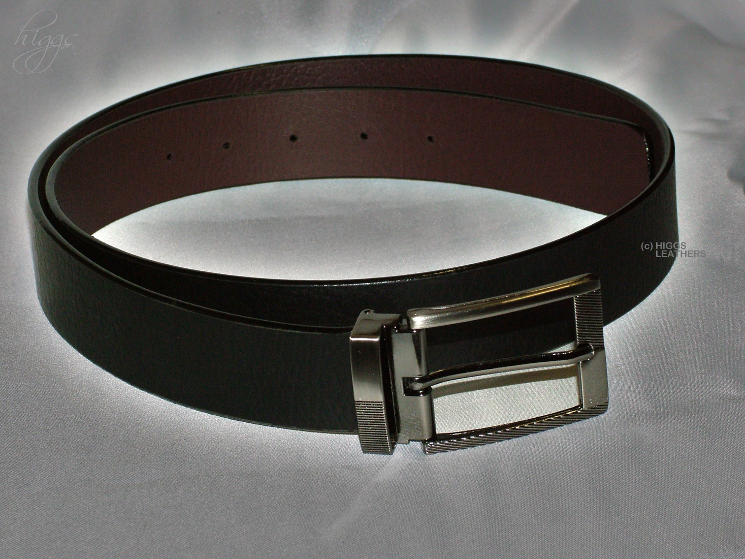 Higgs Leathers | Buy Sizes 30&quot; to 50&quot; waist Ricky (men&#39;s Reversible Leather belts) online at UK shop